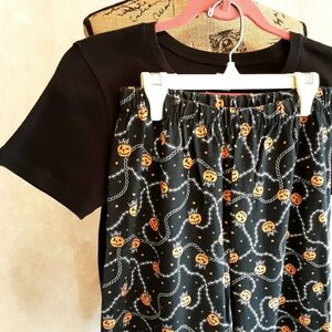 Girl's Halloween Pumpkin Queen Pajama Pants XL Jack O'Lantern in Crown